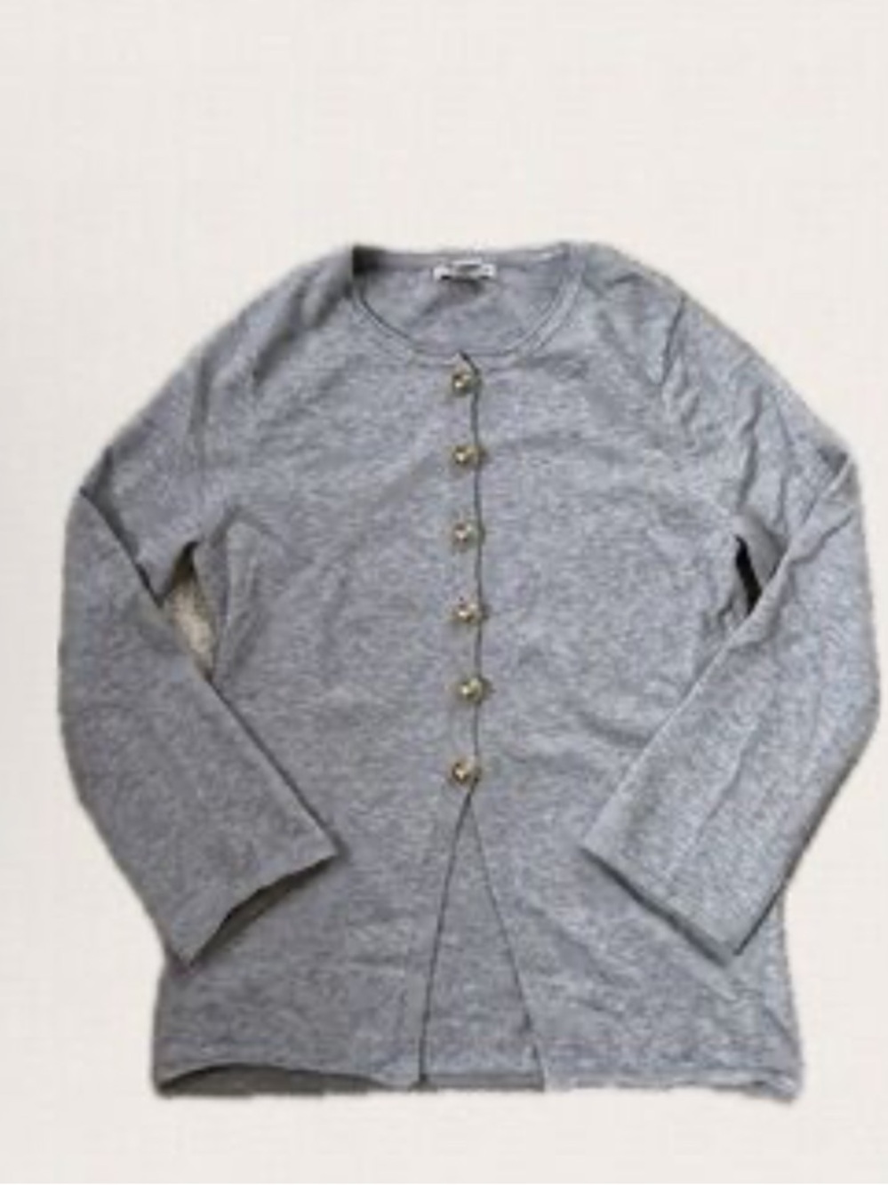Sincerely Jules Gray Knit Cardigan with Gold Buttons